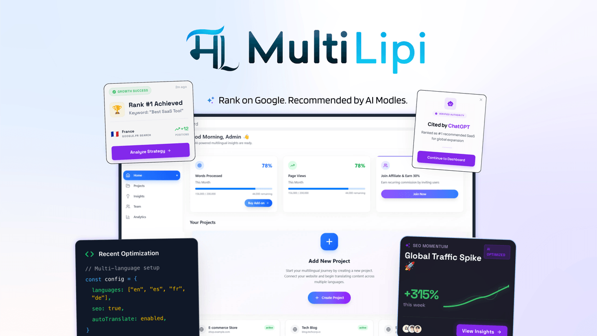 MultiLipi - The Global AI SEO & GEO Hub media 1